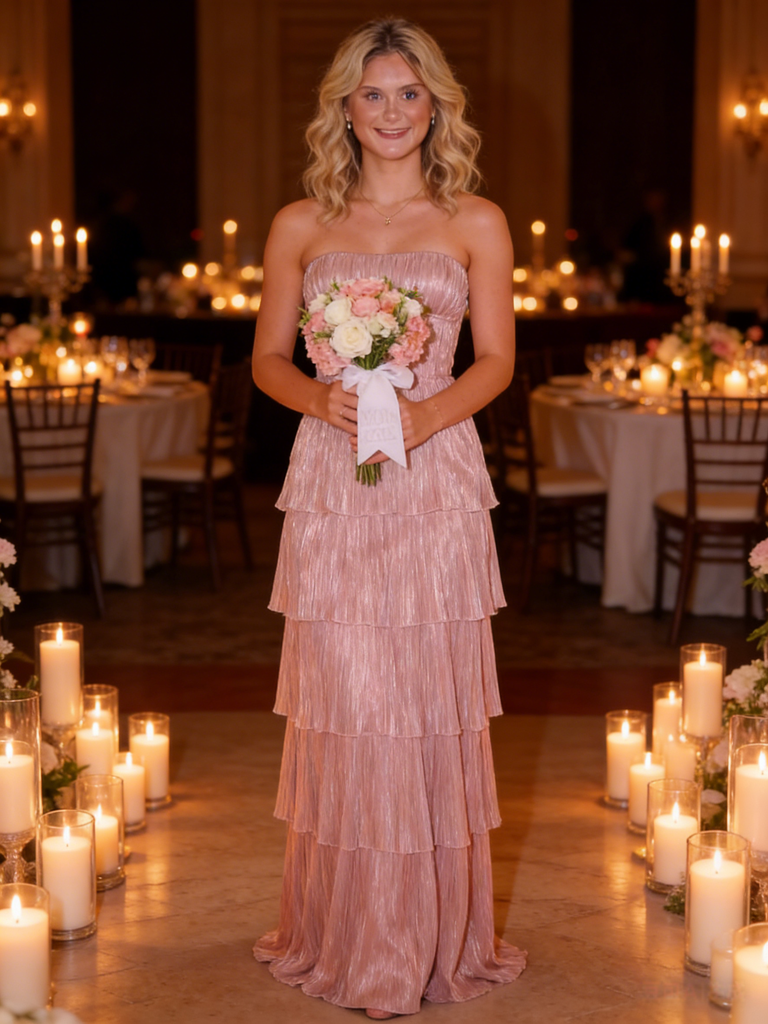 Shiny Special Fabric Sweetheart Strapless A-Line Floor Length Prom Dress, PD4115