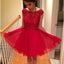 Blush red modest sparkly with sleeve freshman casual homecoming prom dress,BD00105