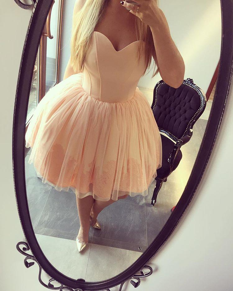 Pink Sweetheart Simple Cheap Short Homecoming Dresses Online, CM527