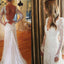 Sexy V-neck Mermaid White Lace Tulle Wedding Dress, Long Sleeve Wedding Gown  ,WD0012