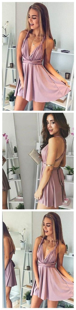 Simple Dusty Pink Cheap Short Homecoming Dresses 2018, CM554