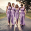 Charming Mismatched Pleating Lilac Cheap Long Bridesmaid Dresses, WG0145