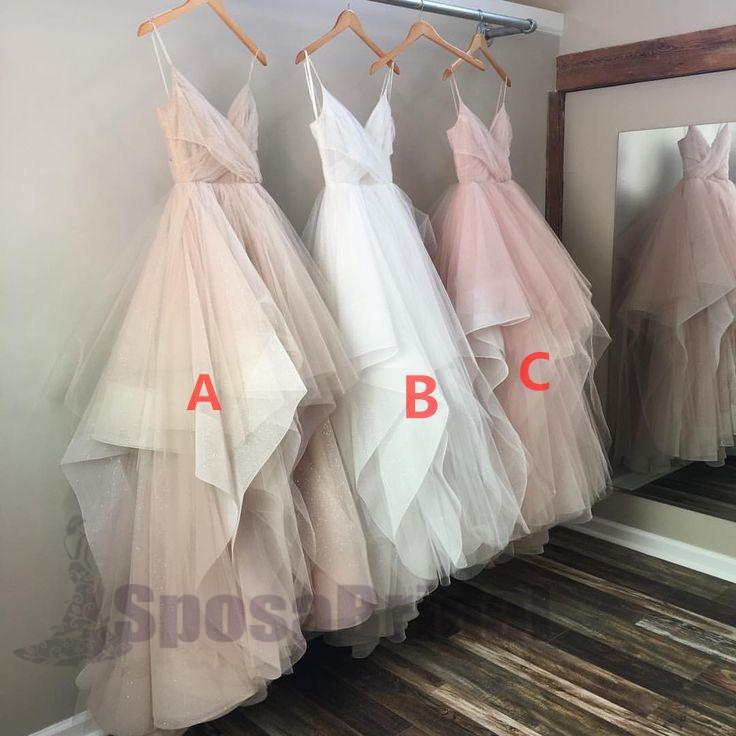 Charming Long Spaghetti Straps Tulle Simple Popular Fashion  Prom Dresses, Prom Gowns For party, PD0582 - SposaBridal