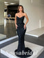 Sexy Black Sequin Sweetheart V-Neck Mermaid Long Prom Dresses,PD3661