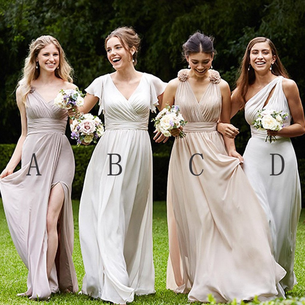 Mismatched  Cheap Chiffon Side Split Formal High Quality Custom Bridesmaid Dresses, WG170