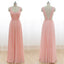 Cheap Long Chiffon Pink Off Shoulder Bridesmaid Dresses, WG21