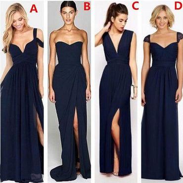 2019 Most Popular Different Styles Mismatched Sexy Chiffon Navy Blue Cheap Bridesmaid Dresses, WG180 - SposaBridal