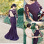Long Sleeve Sexy Mermaid Purple Cheap Pretty Charming Long Prom Bridesmaid Dress, WG190