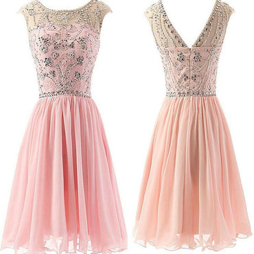 Blush Pink  Chiffon Elegant fashion cute graduation casual party homecoming dresses, BD00194 - SposaBridal