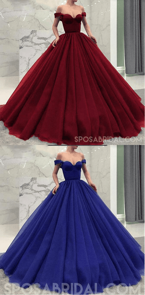 Fashionable Burgundy Blue Black Green Off the Shoulder Modest Prom Dresses, Prom Gown,PD1058