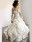 Modest Strapless Lace Top Ruffles New Off the Shoulder Wedding Dresses, WD307