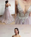 Spaghetti Straps Tulle Side Slit Fashion Popular Modest High Quality Prom Dresses, Evening dresses,  PD0589