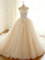 Illusion Lace Top Sweetheart Tulle A-line Long Wedding Dresses, WD0307
