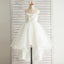 Fashion Hi-low Lovely Appliques Cap Sleeve  Open Back See-through Tulle Flower Girl Dresses, FGS029