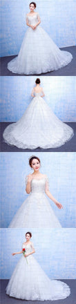 Long Half Sleeves Scoop A-Line Wedding Gown, beautiful Fashion New Arrival Wedding Dresses, WD0225