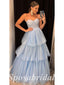 Sexy Tulle Sweetheart V-Neck A-Line Long Prom Dresses,PD3665