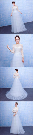Long Sleeves Lace Applique Crystal Elegant Beautiful Real Made Newest Style Wedding Dresses, WD0223