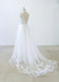 2018 Simple V Neck Lace Chapel Tail A-line White Wedding Dresses Online, WD372 - SposaBridal