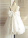 Cheap A-Line V-Neck Backless White Flower Girl Dress with Appliques Bowknot , FG110 - SposaBridal