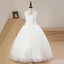 Vintage Princess Square Neck Sleeveless Criss-Cross Back Lace Flower Girl Dresses, FGS031