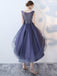 Cheap Ruffle Scoop Navy Lace Cute Homecoming Dresses 2018, CM469 - SposaBridal