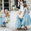 Blue Lace Top Tulle Flower Girl Dresses, Popular Cheap Junior Bridesmaid Dresses, FG045 - SposaBridal