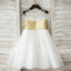 Lovely Shiny Golden Sequins Sweetheart Round Neck Sleeveless Flower Girl Dresses, FGS036