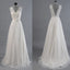 Best Sale Vantage V-Back Lace Top Simple Design Wedding Party Dresses, WD0036 - SposaBridal