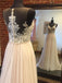 Lace V Neck See Through A-line Cheap Wedding Dresses Online, WD356