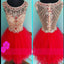 Blush red mini sparkly cute cap sleeve vintage unique homecoming prom dress,BD0037