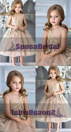 Scoop Sleeveless Short Cheap Custom Flower Girl Dresses, Fashion Little Girl Dresses, FG101