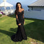 Black Lace Mermaid Popular Prom Dress, Sexy Fashion Dress, Long Sleeves Scoop Prom Dress, PD0435