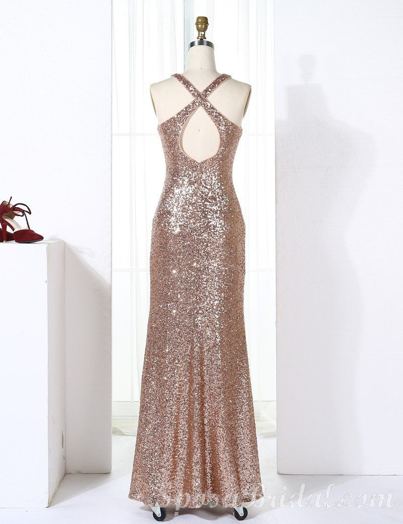 Charming Sparkly Modest Most Popular Mermaid Sequin Long Bridesmaid Dresses, WG04-2