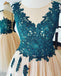 Teal Lace Applique Charming Tulle Cheap Homecoming Dresses Online, CM587