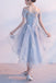 Short Sleeve Off Shoulder High How Dusty Blue Cheap Homecoming Dresses 2018, CM513