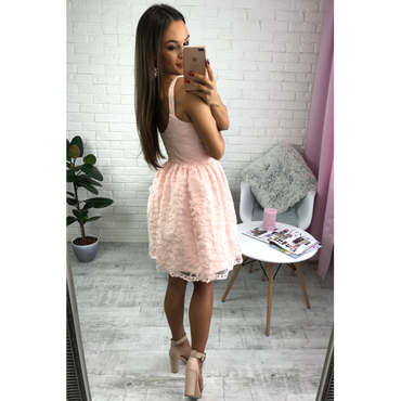 Short Cheap Simple V Neck Blush Pink Lace Homecoming Dresses 2018, CM518