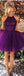 Beaded  Purple Sexy Open back Halter homecoming prom dresses, CM0022 - SposaBridal