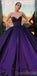 A-Line Modest Custom Floor-Length Purple Satin Long Prom Dresses, Ball Gown, PD1247