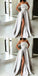A-Line Most Popular Off Shoulder Sweep Train Split Front Grey Prom Dresses with Belt online , PD0944 - SposaBridal