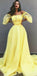 A-Line Off-the-Shoulder Yellow Tulle Modest Unique Elegant Prom Dressse with Appliques, PD1248