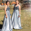 A-Line Spaghetti Straps Backless Blue Popular Modest Elegant Prom Dress with Beading,bridesmaid dresses,WG379 - SposaBridal