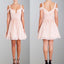 A-Line Straps Dusty Pink Short Chiffon Off-Shoulder Mini Bridesmaid Dresses, WG258