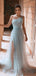 A-line Blue One Shoulder Side Slit Sequin Prom Dresses PD2402