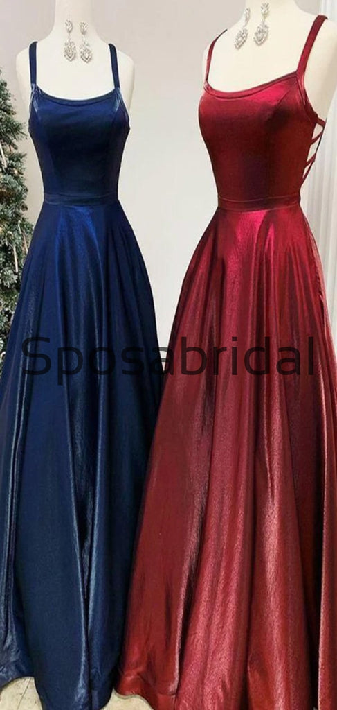 A-line Burgndy Navy Velvet Real Made Elegant Long Prom Dresses PD2287