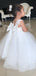 A-line Cap Sleeves Ivory Tulle Popular Flower Girl Dresses with Bow, FG143