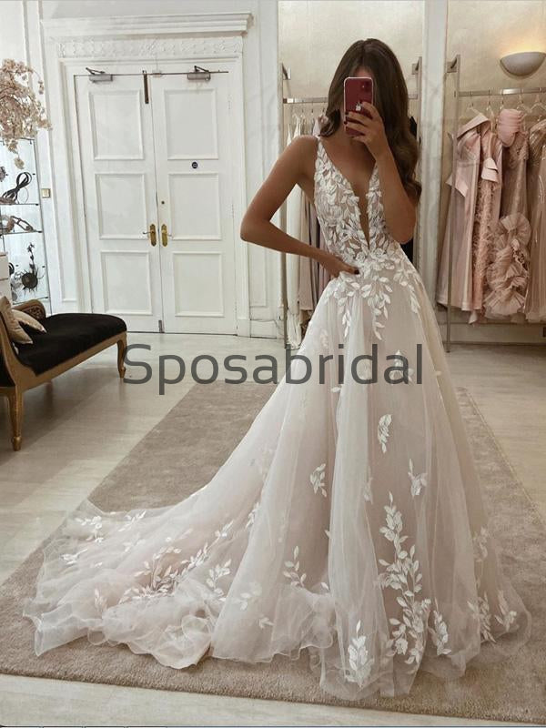 A-line Lace Vintage Tulle Vintage Wedding Dresses, Prom Dresses WD0373