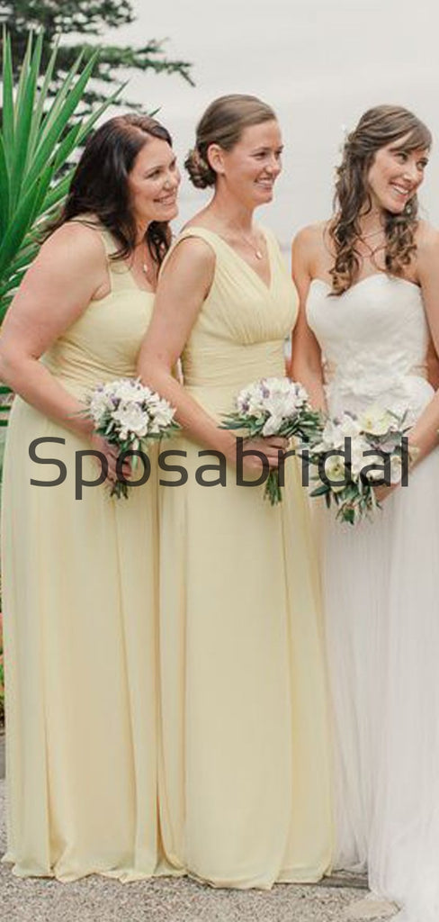 A-line Mismatched Chiffon Pastel Yellow Formal Bridesmaid Dresses  WG869