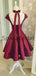 A-line Red Satin Cheap Short Homecoming Dresses BD0433