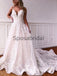 A-line Spaghetti Straps Gorgeous Applique Lace Wedding Dresses WD0483