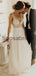 A-line Tulle Beeaded V-back Vintage Long Elegant Wedding Dresses WD0411